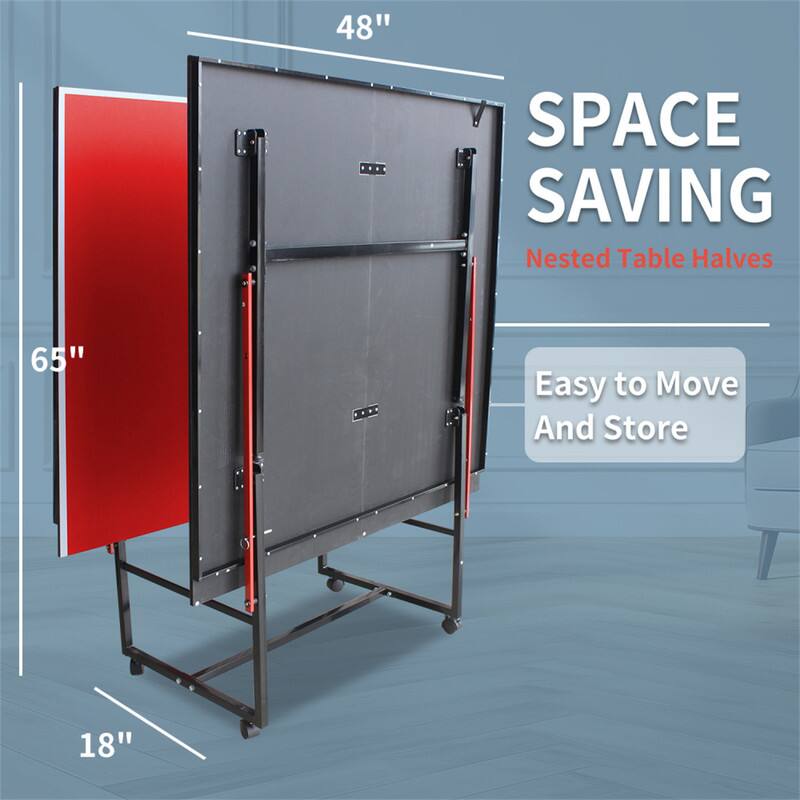 48" SPACE SAVING Nested Table Halves  
65" Easy to Move And Store  
18"