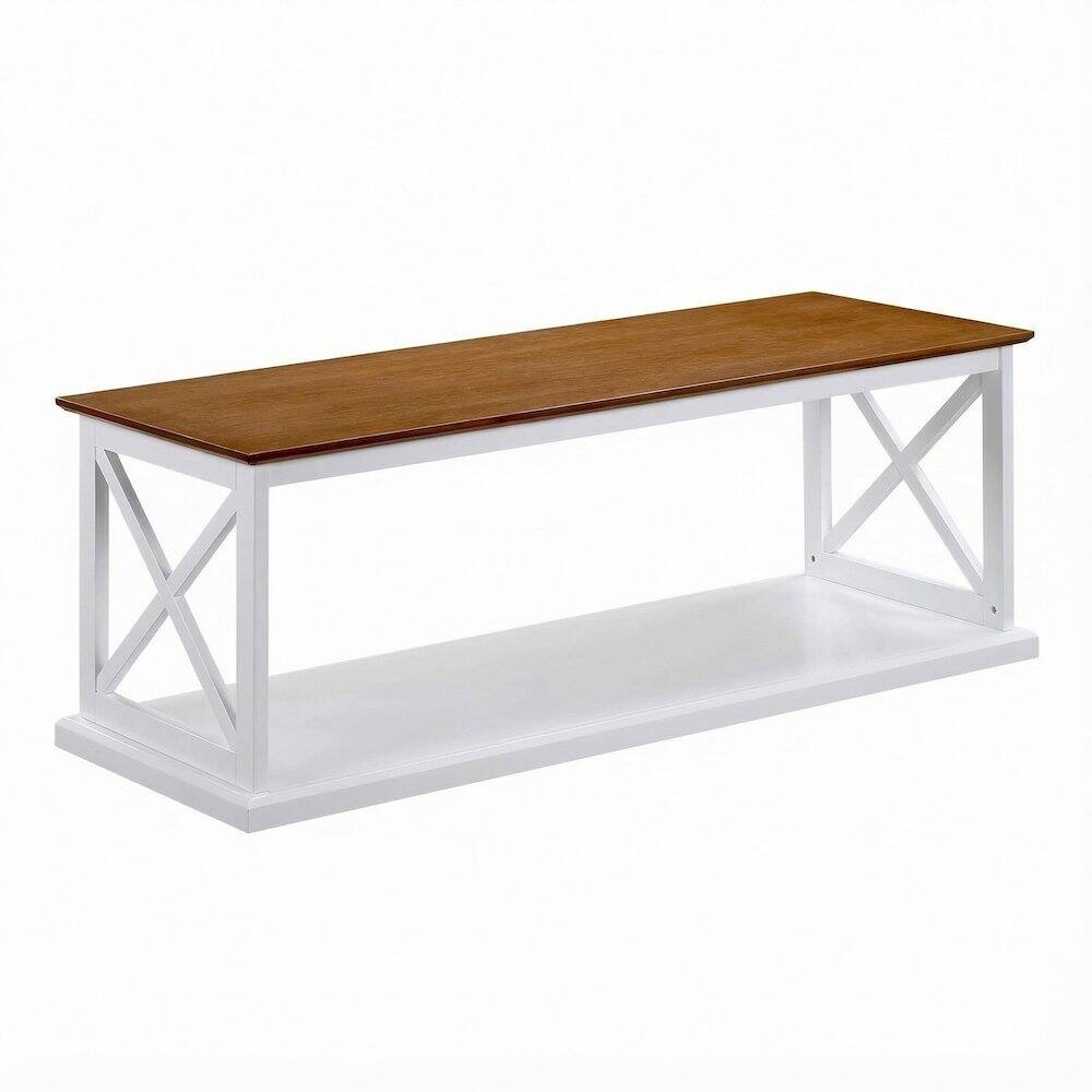 Front. FurniFact - Multi-Color Coffee Table with Open Shelf and Sturdy Construction for Living Room - Driftwood/White.