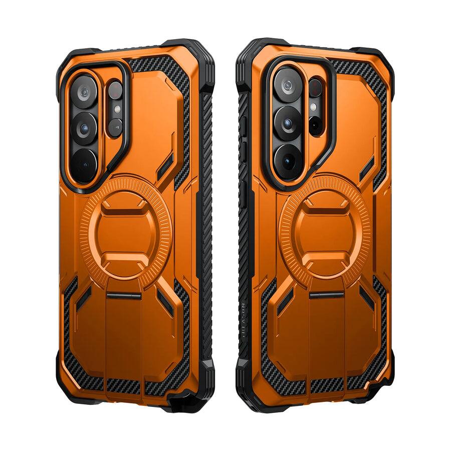 Left. i-Blason - Armorbox Case for Samsung Galaxy S26 Ultra – Kickstand, Screen Protector, Military-Grade - Coral.
