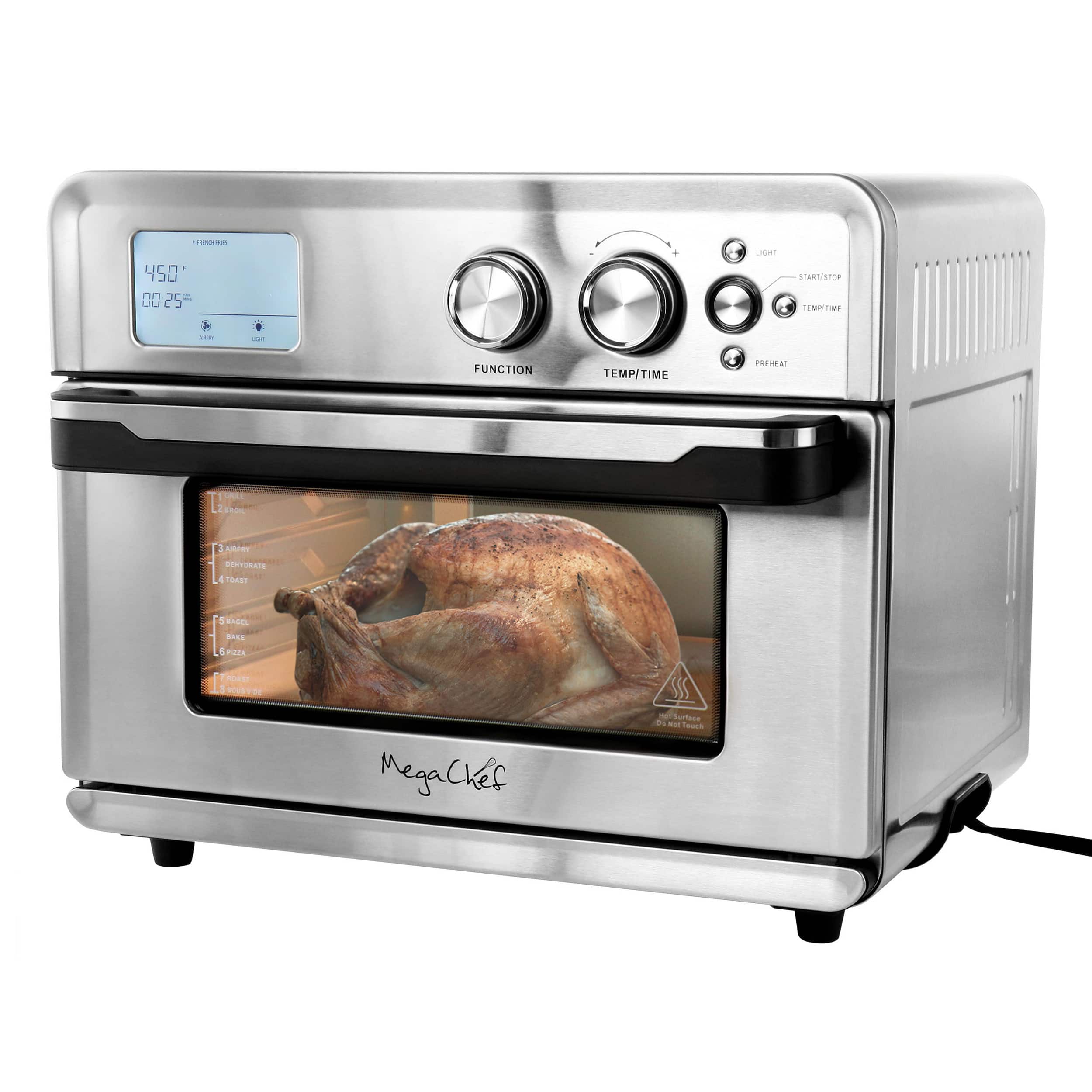 MegaChef - Multifunction Air Fryer Toaster Oven with 21 Presets - Silver