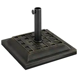 Outsunny - 20 lbs Patio Market Umbrella Base Stand Resin Parasol Holder Square with Beautiful Decorative Pattern & Easy Setup - Bronze