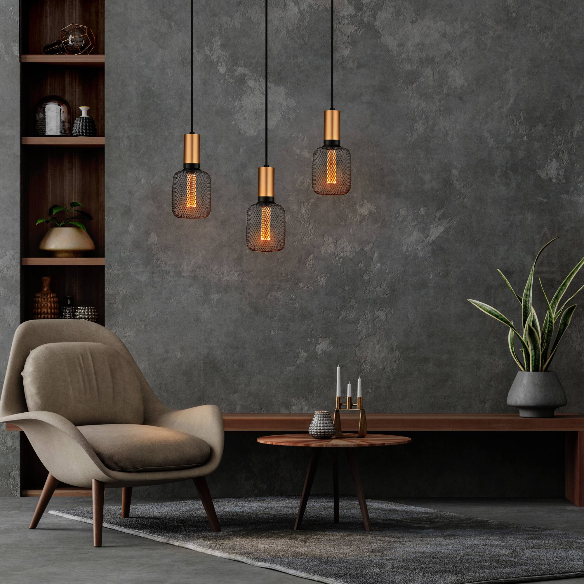 Alt View 5. Next Glow - Decorative Light Bulb Black Metal Cage Cylinder Led Light Bulbs 3.5W.