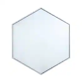 Elegant Decor - Metal frame hexagon mirror 30 inch in - Silver