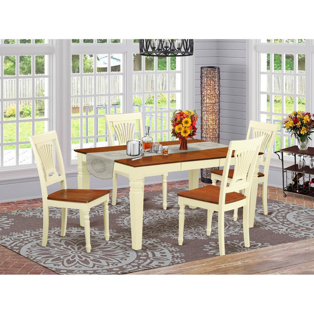 Back. East West Furniture - 5 Pc Kitchen table set with a Dining Table and 4 Wood Kitchen Chairs in Buttermilk and Cherry - Buttermilk & Cherry.