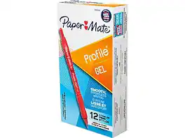 Paper Mate - Profile Retractable Gel Pen, Medium Point, 0.7mm, Red Ink, Dozen (2095463)