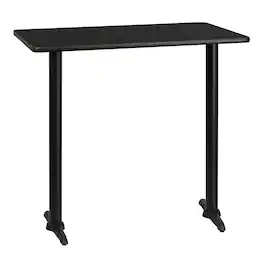 Emma + Oliver - 30"x42" Rectangular Laminate Bar Table with 5"x22" Bases - Black