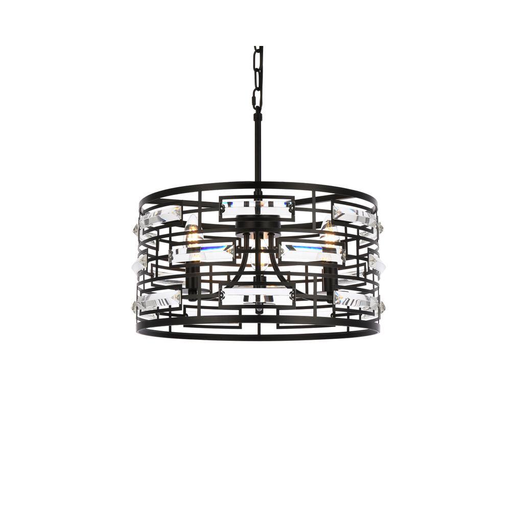 Alt View 4. Elegant Lighting - Kennedy 16.5 inch pendant in black - Black.