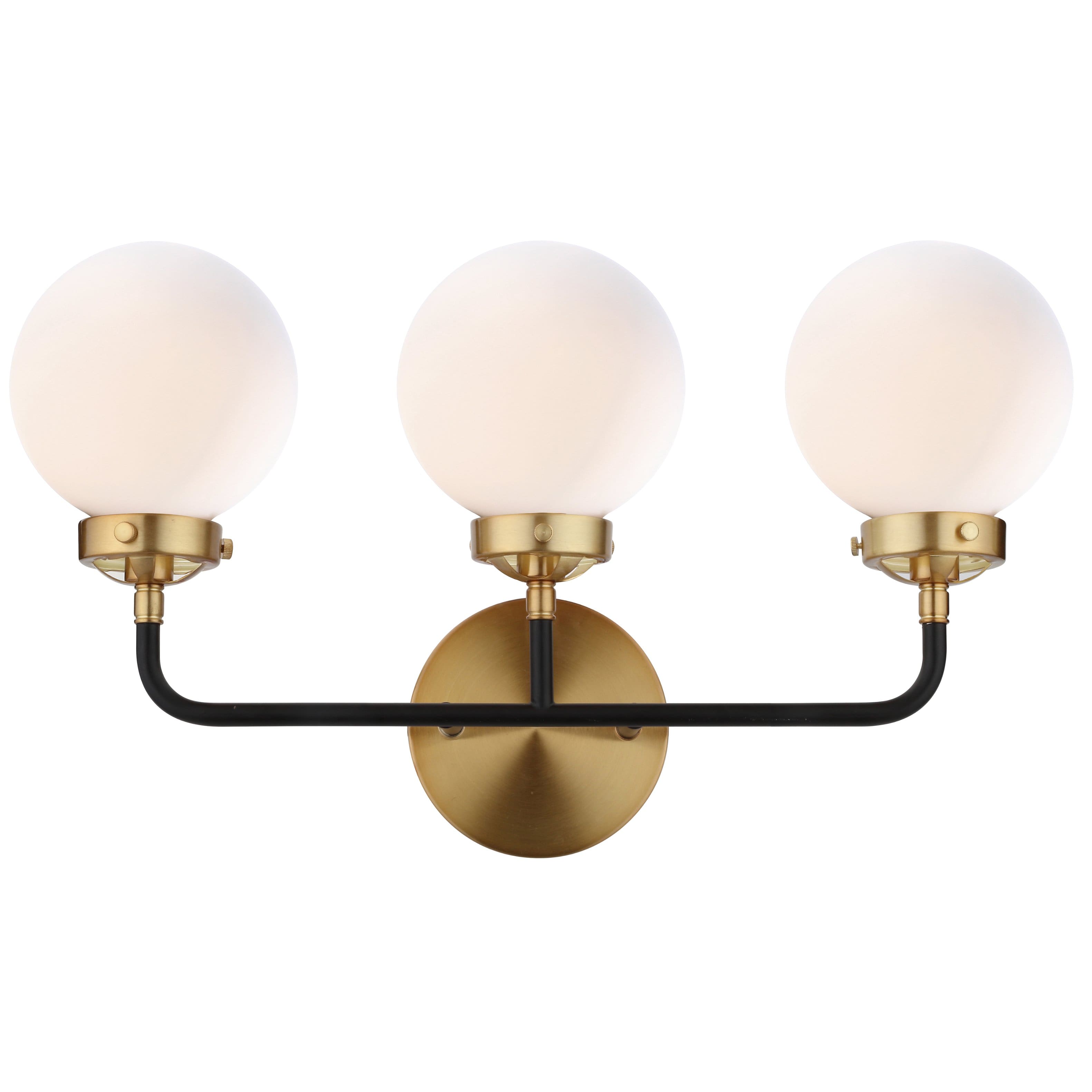 "Jonathan Y - Caleb 22"" 3-Light Contemporary Transitional Iron/Glass LED Vanity Light, /White - Brass Gold/Black" price history on PriceWatchPro