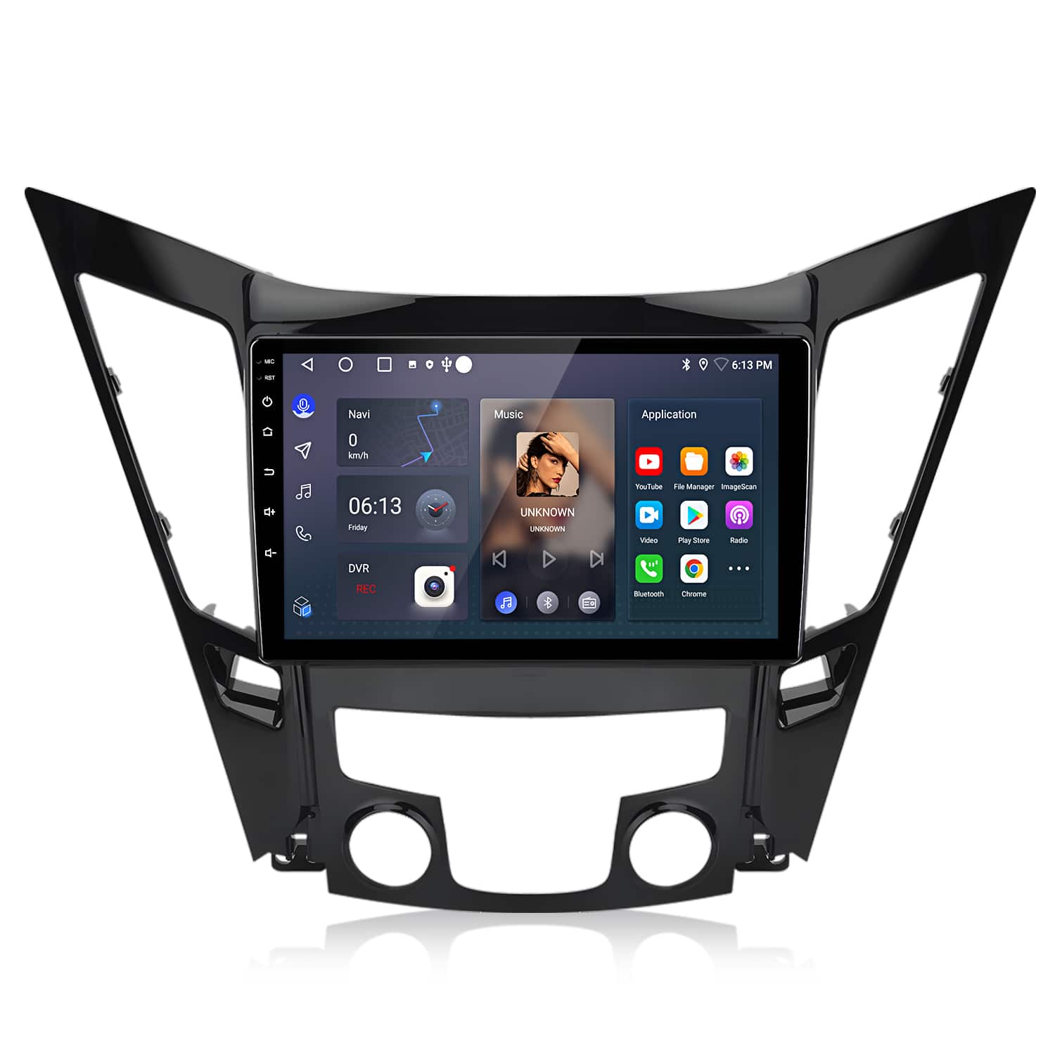 Junsun - For Hyundai Sonata 2011-2015 Carplay Car Stereo Radio 9"Android14 2+64G GPS Navi WIFI RDS SWC BT FM - Black