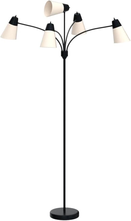 Alt View 1. Cozy Serene - Black white Floor Lamp Light LED Modern Adjustable metal Medusa Multi Head Tall Rustic Gooseneck Reading - Silver Grey.