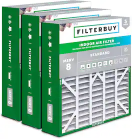 Filterbuy - 20x25x6 MERV 8 Dust & Allergy Defense, Pleated HVAC AC Furnace Air Filters Replacement for AprilAire (3-Pack) - Silver