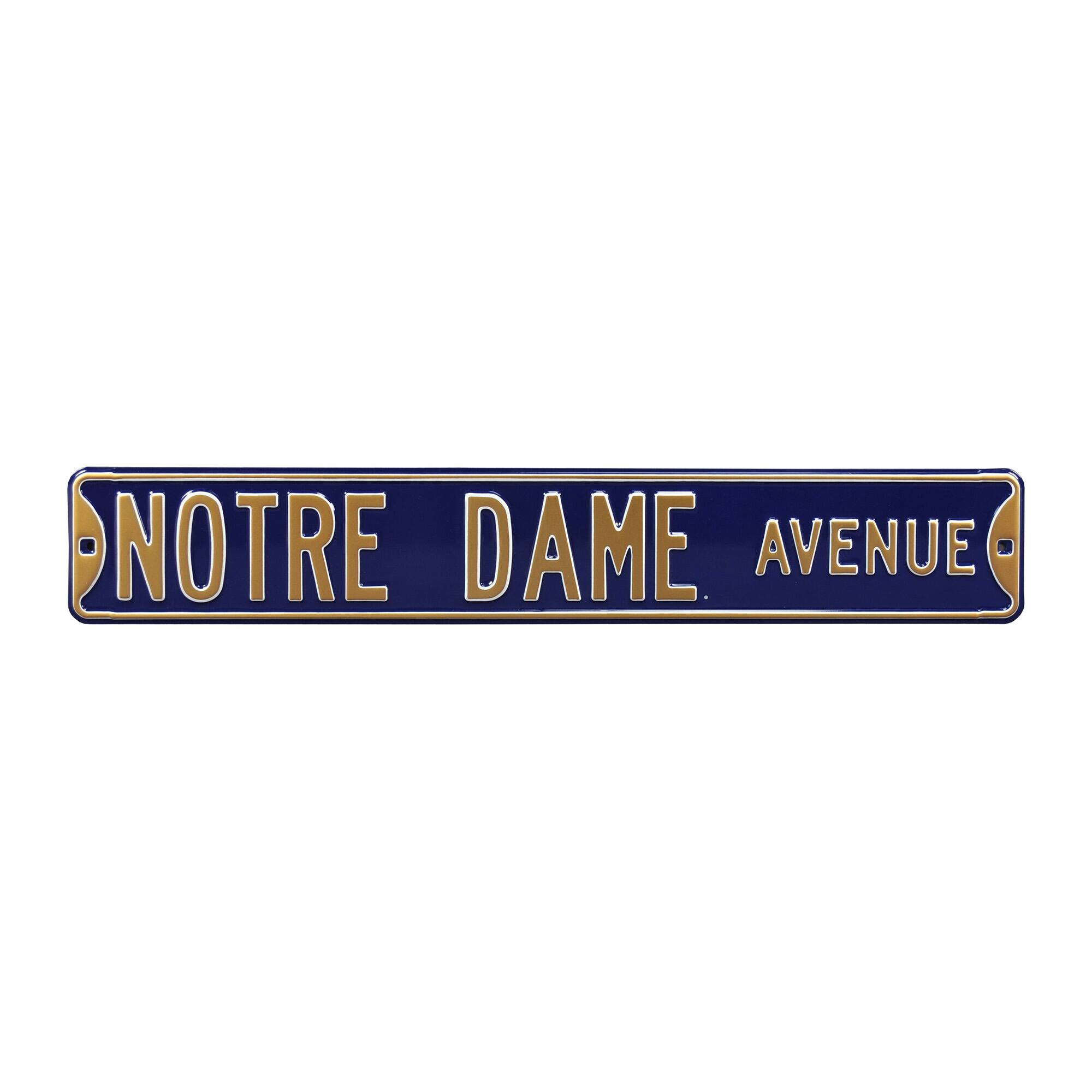 Navy Notre Dame Fighting Irish 6" x 36" College Ave Team Street Sign