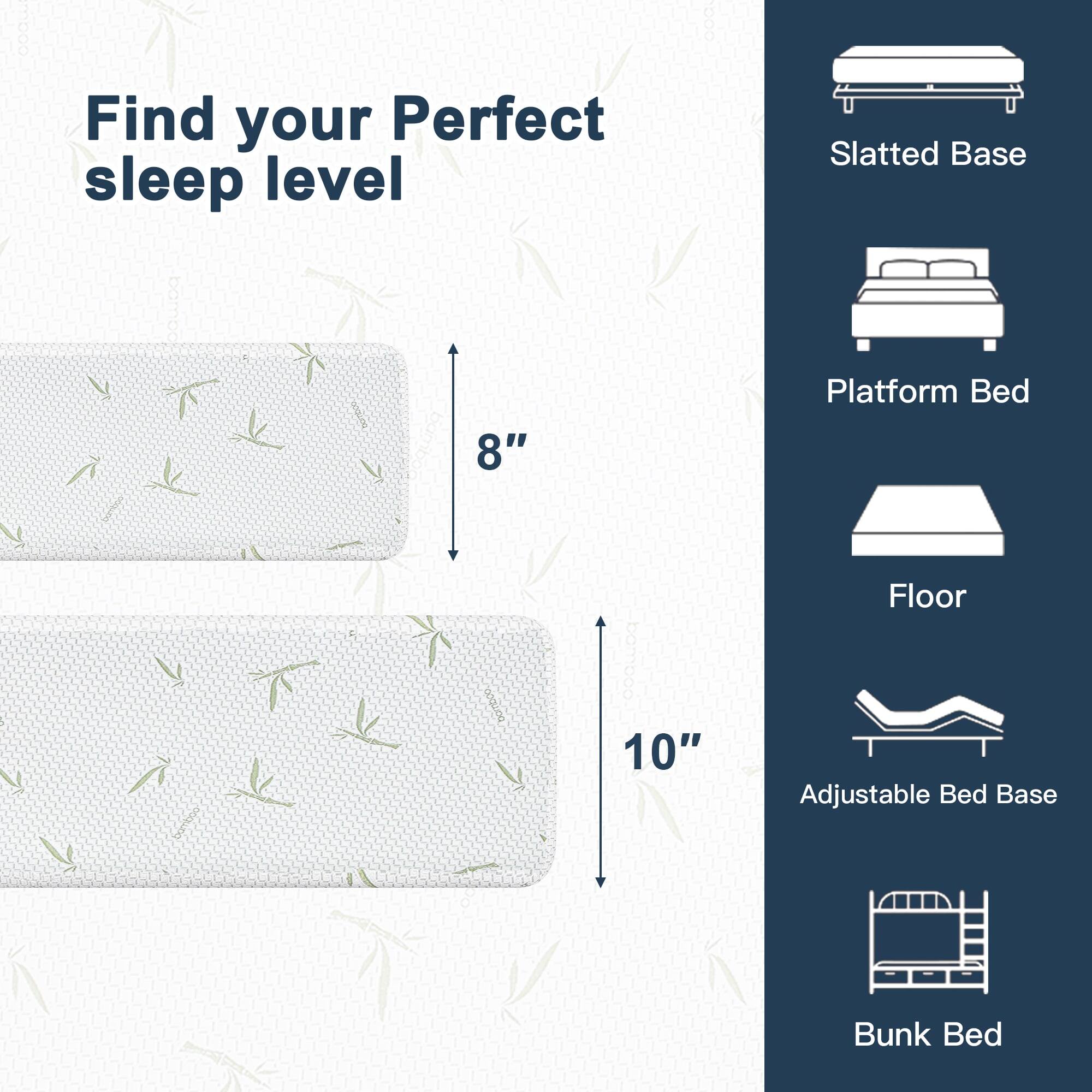 Find your Perfect sleep level

Slatted Base 8"
Platform Bed
Floor
Adjustable Bed Base 10"
Bunk Bed