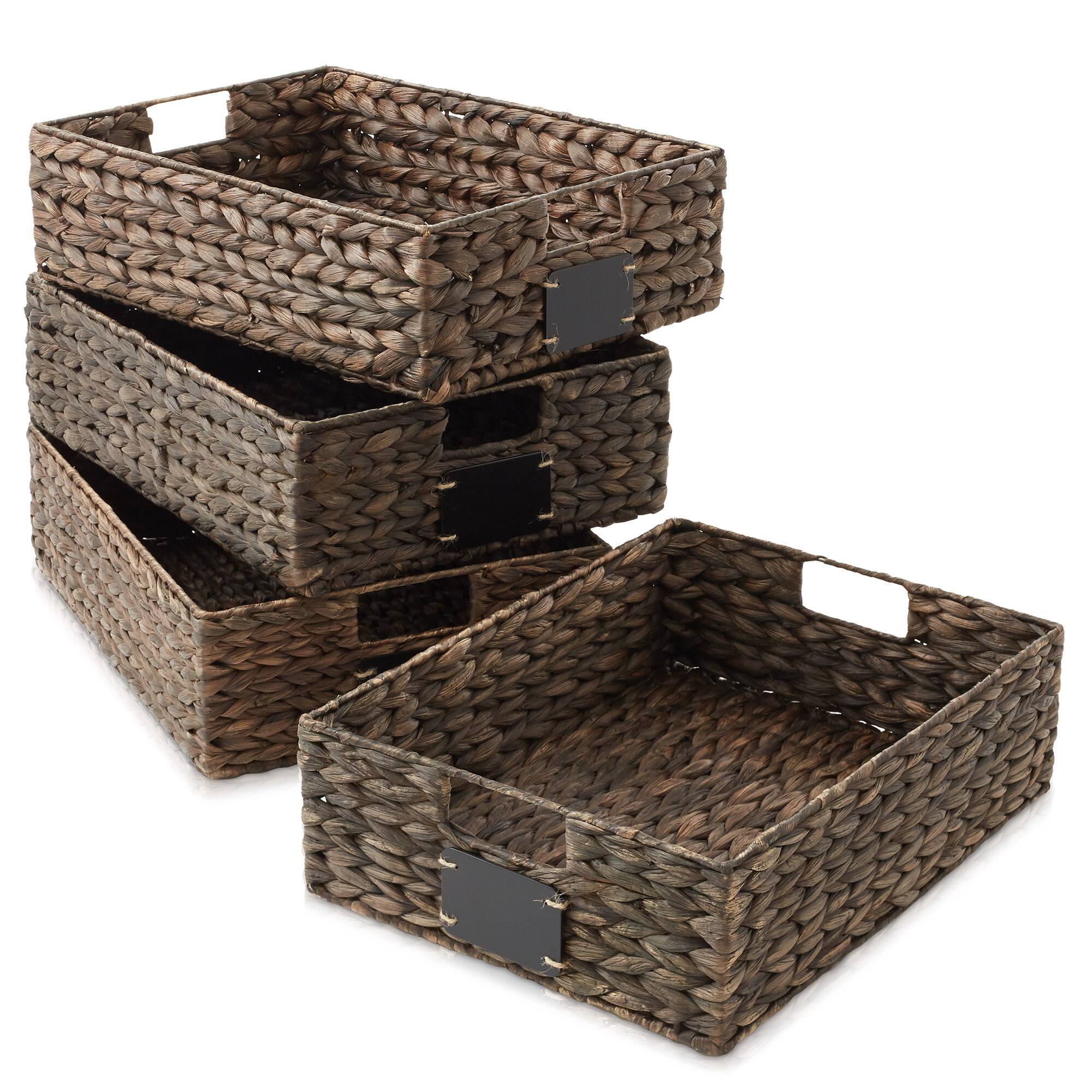 Alt View 2. Casafield - Water Hyacinth Pantry Storage Basket Organizer Bins - Espresso - Hyacinth.