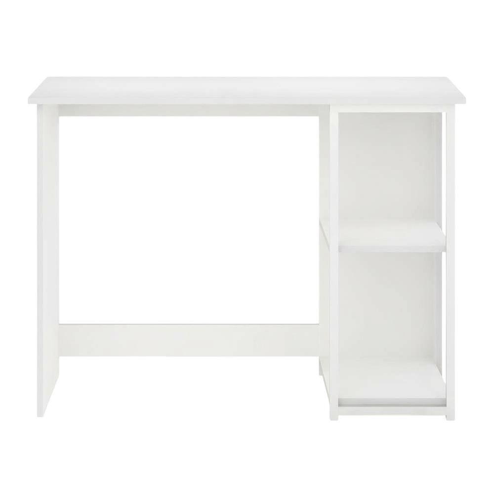 Back. BisonOffice - White Modern Living Computer Desk with Sturdy Construction and Spacious Surface - Solid White/White.