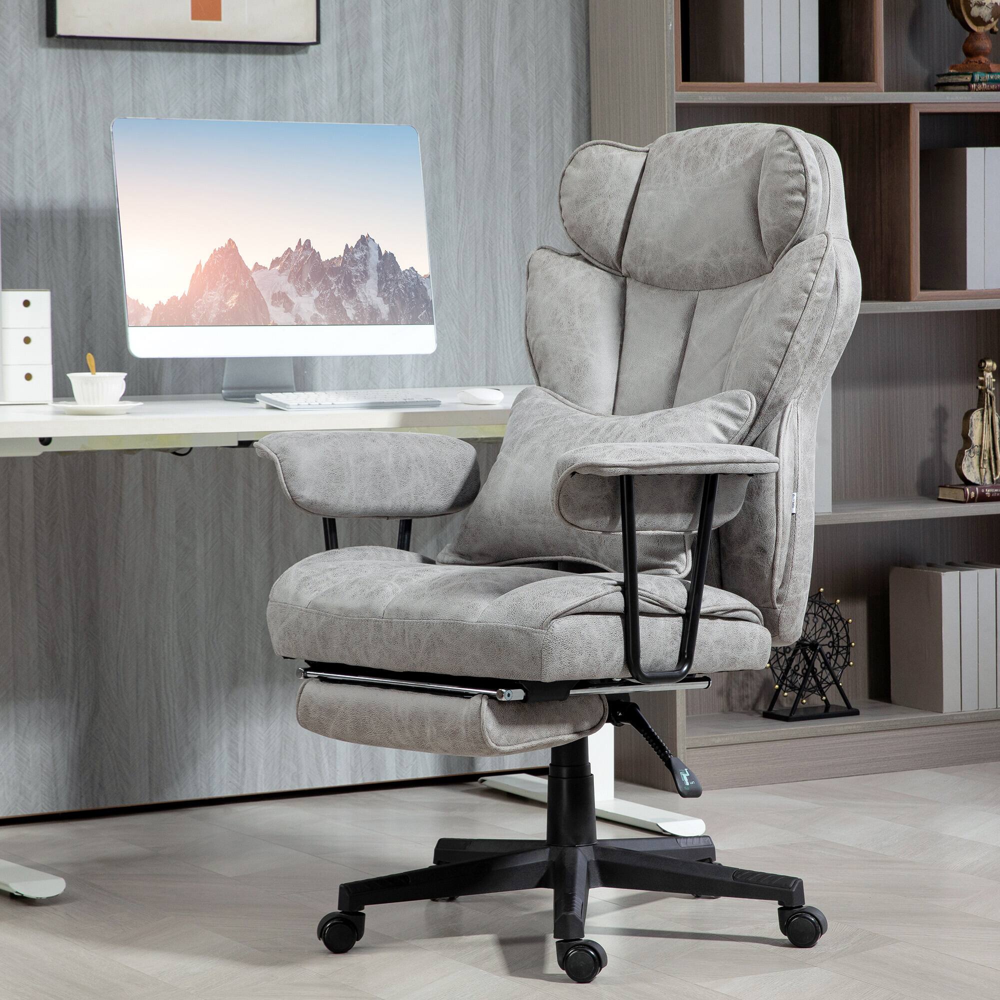 Alt View 1. Homcom - ​​Massage Executive Office Chair with 6 Vibration Points, Heated Big and Tall Chair with Foot Rest​​ - Gray.