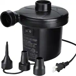 CAMULAND - 130W Electric Air Pump with 3 Nozzles for Air Mattress - Black