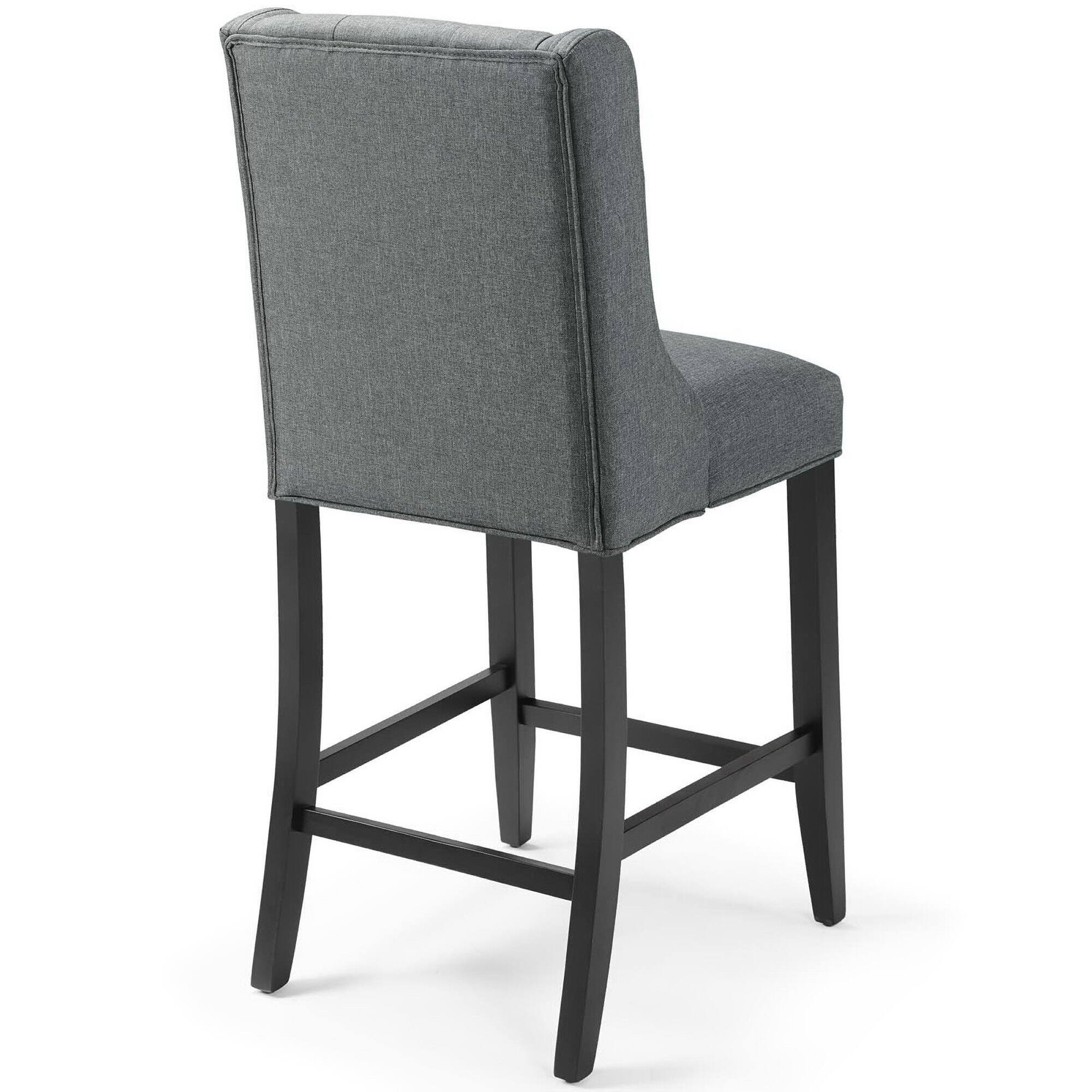 Left. Modway - Baronet Tufted Button Upholstered Fabric Counter Stool by Modway - Gray.