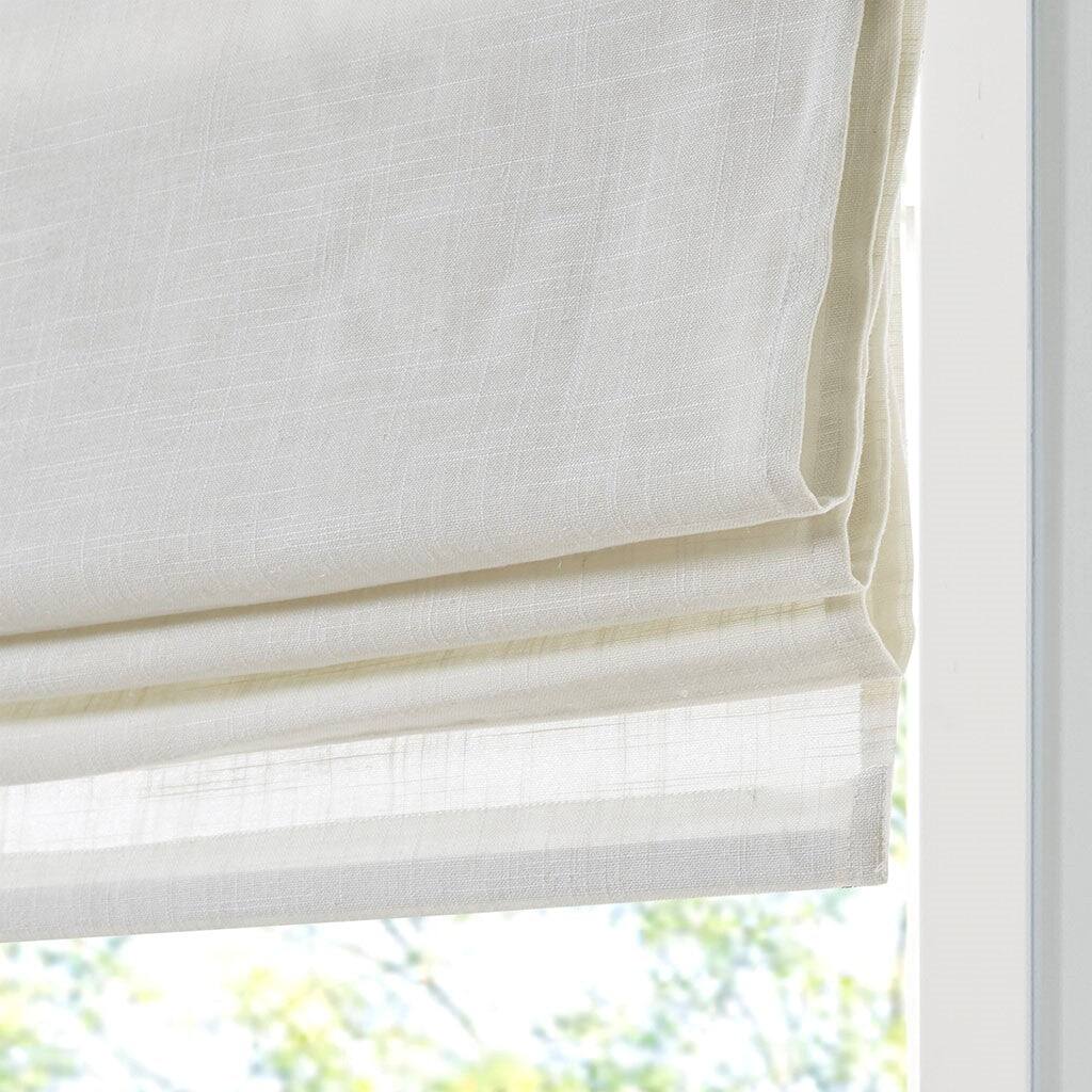 Alt View 8. BreeBe - Linen Blend Light Filtering Cordless Roman Shade White 34x64' - White.