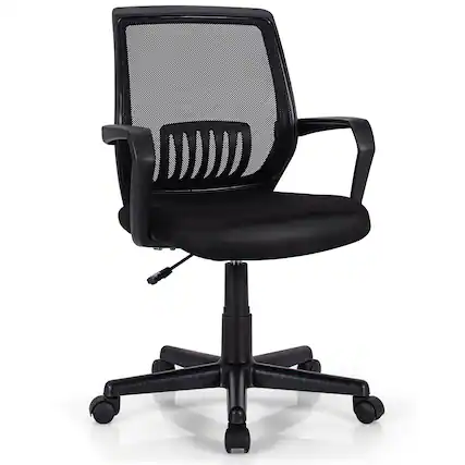 Front. Costway - Costway Mesh Office Chair Height Adjustable Executive Chair w/ Lumbar Support - Black.