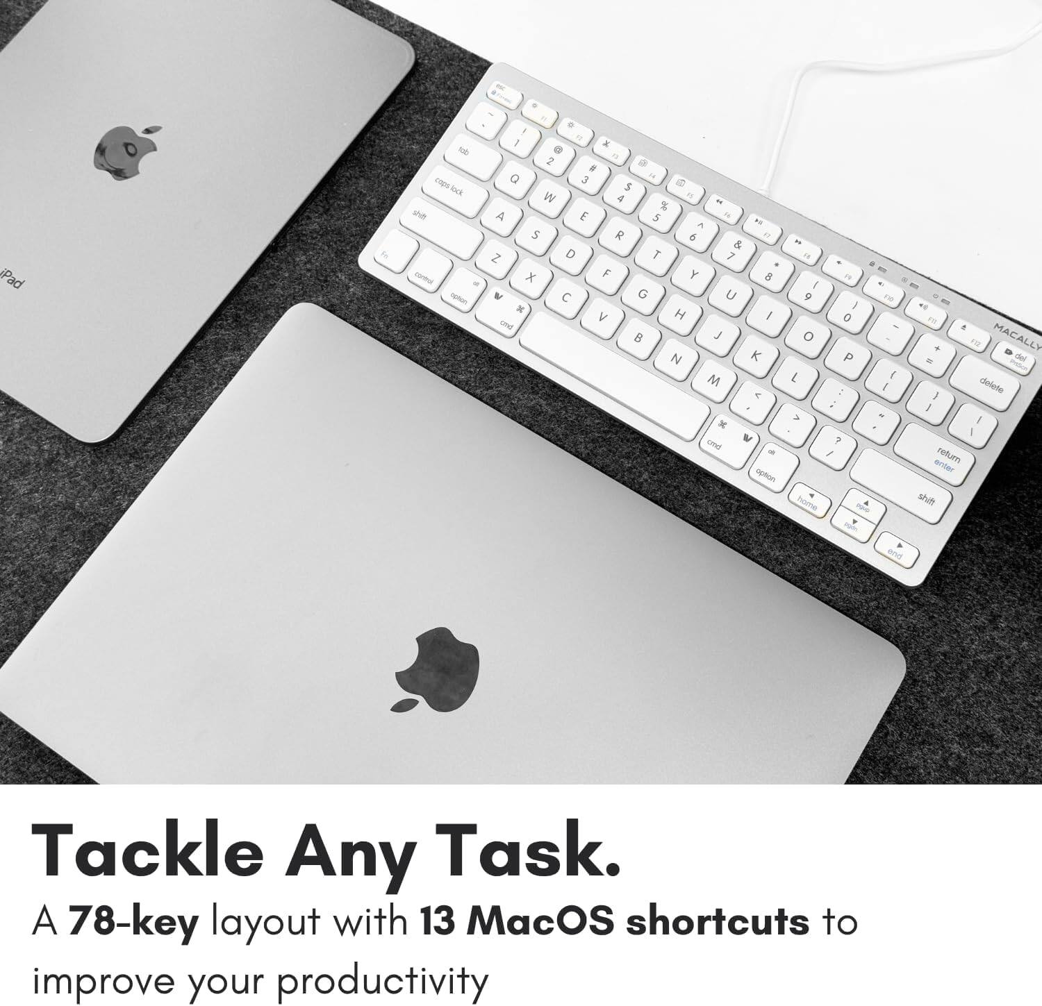 iPad is a powerful tool. It has a 78-key layout with 13 macOS shortcuts to improve your productivity.