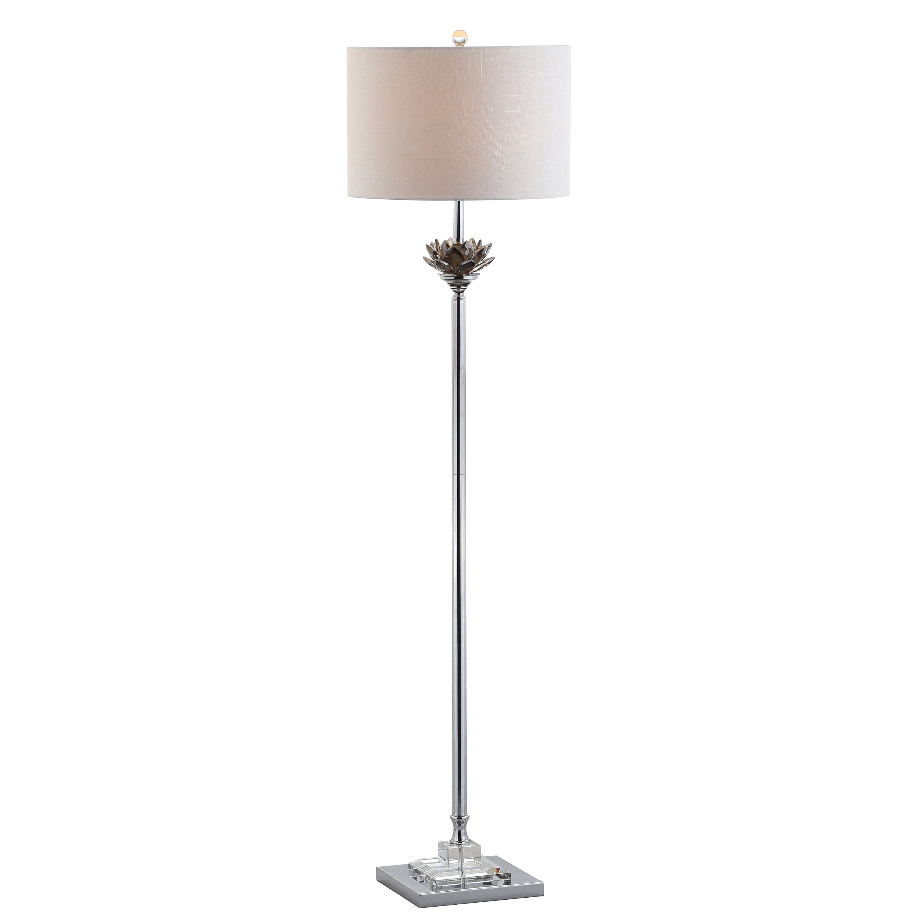 Jonathan Y - Amelia Lotus 59" Crystal / Metal LED Floor Lamp - Smoke Gray/Chrome
