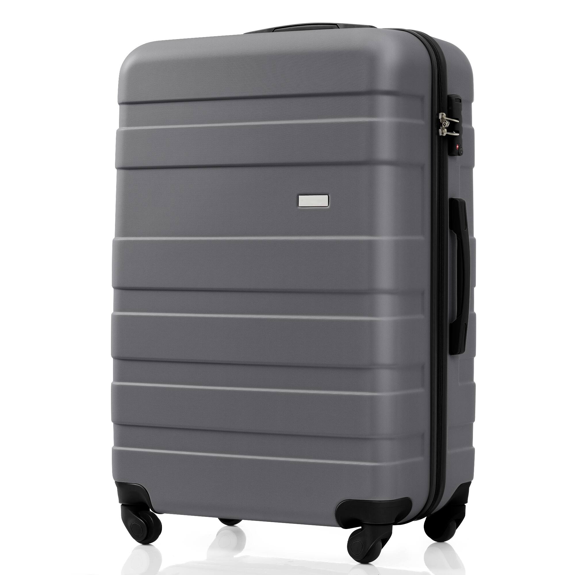 Alt View 3. LOVMOR - Lovmor 3-Piece ABS Hardshell Luggage Set 20/24/28"  TSA  Spinner  Grey - Gray.
