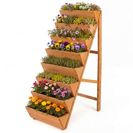 Costway - 1 PCS 8-tier Vertical Raised Garden Bed with Legs for Growing Vegetables Flowers Herbs - Orange