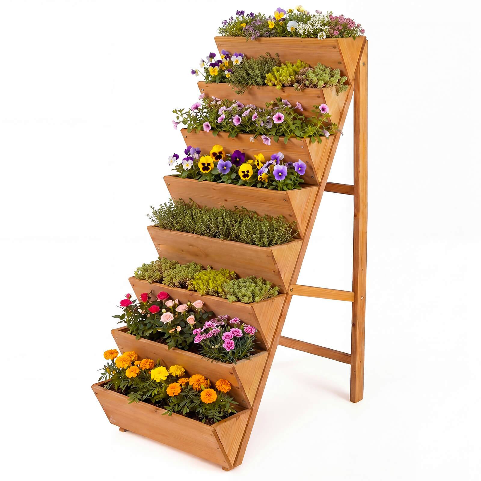 Front. Costway - Costway 1 PCS 8-tier Vertical Raised Garden Bed with Legs for Growing Vegetables Flowers Herbs - Orange.
