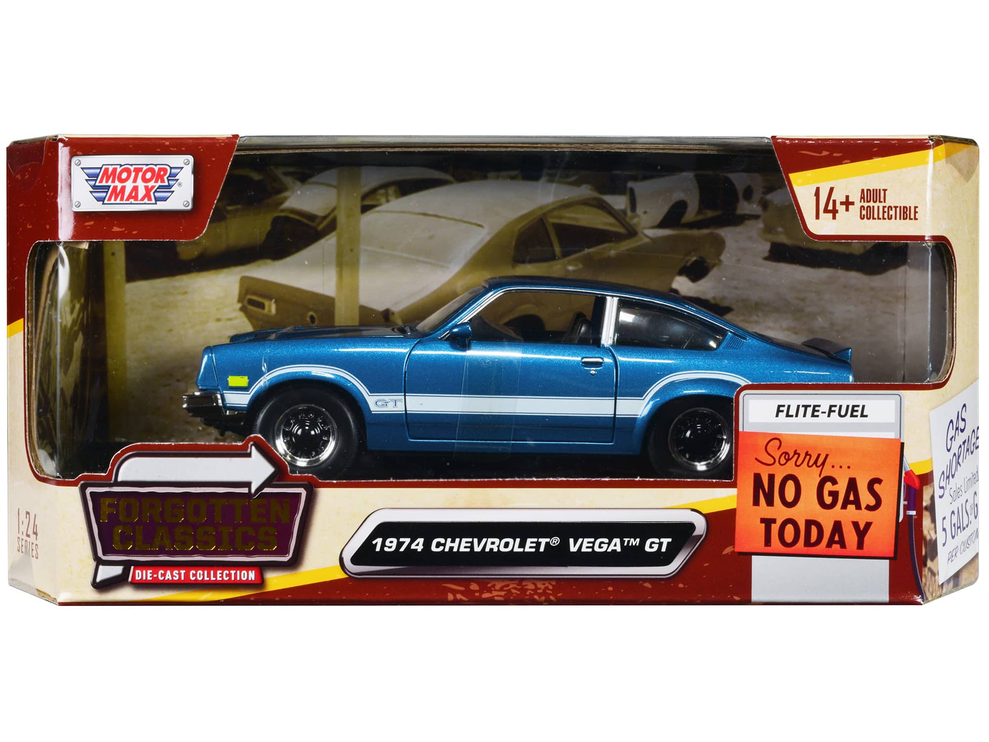 "1974 Chevrolet Vega GT Blue Metallic with White Stripes ""Forgotten Classics"" Series 1/24 Diecast Model Car by Motormax" price history on PriceWatchPro