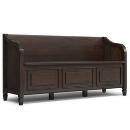 Simpli Home - Connaught SOLID WOOD 56 inch Wide Traditional Wide Entryway Storage Bench - Chestnut Brown