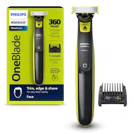 Philips - Norelco OneBlade 360 Hybrid Face, Electric Beard Trimmer Black & Lime Green