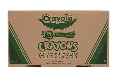 Crayola  
MADE WITH SOLAR POWER  
Preferred by Teachers!  

CRAYONS CLASSPACK  
800 Crayons in 100 Sets of 8 Assorted Colors