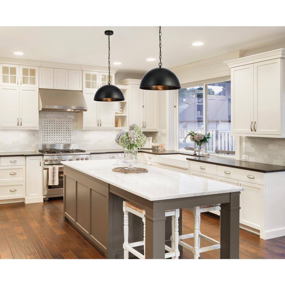 Angle. Living District - Merce Collection Pendant D15 H10 Lt:1 Vintage Black Finish - Vintage Black.