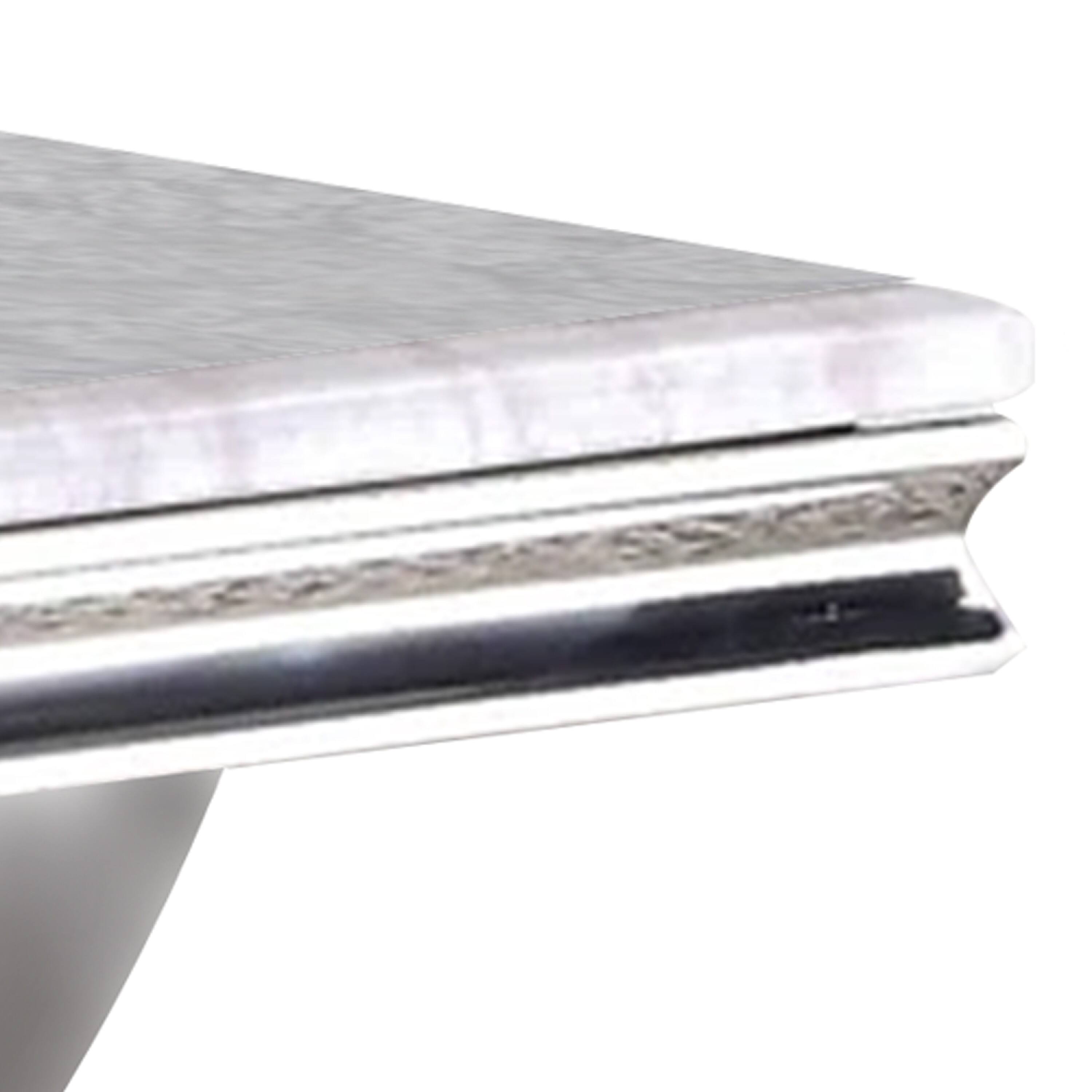 Angle. Manhattan Lane - Wety Coffee Table, Faux Marble Top, Chrome Pedestal Base, 51 Inch - Chrome, White.