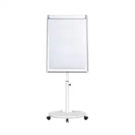 maxtek - Mobile Bulletin Board 40x28 inches Portable Whiteboards Presentation Supplies Board Flipchart Board with Paper Pad - White