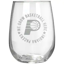 Great American Products - Indiana Pacers Etched 17oz. Rally Cry Stemless Wine Glass - Multicolor