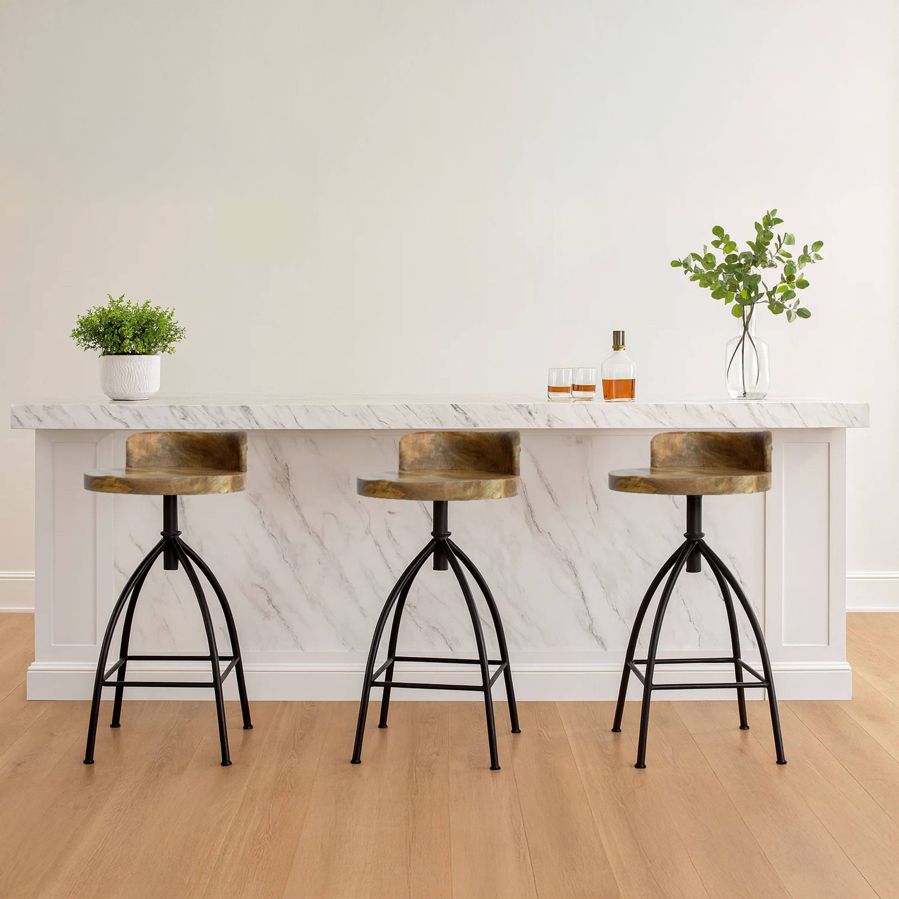 Alt View 9. Manhattan Lane - Pia 25-31 Inch Industrial Style Counter Height Stool with Adjustable Swivel Seat - Brown and Black.