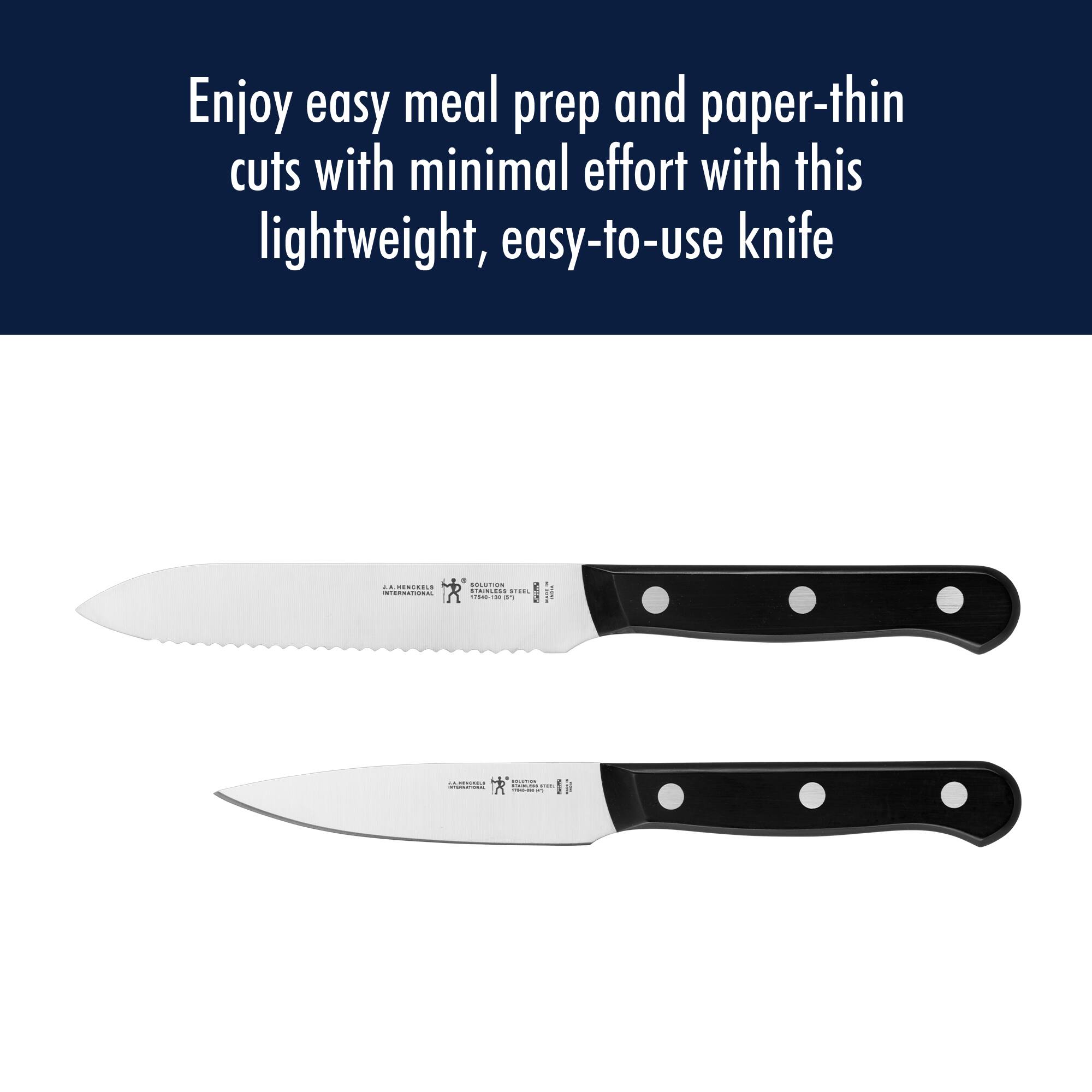 Enjoy easy meal prep and paper-thin cuts with minimal effort with this lightweight, easy-to-use knife.
