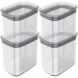 OU - Airtight Food Storage Container 8pc (set of 4) Plastic Storage Container Set with Leak Proof Lid - Clear