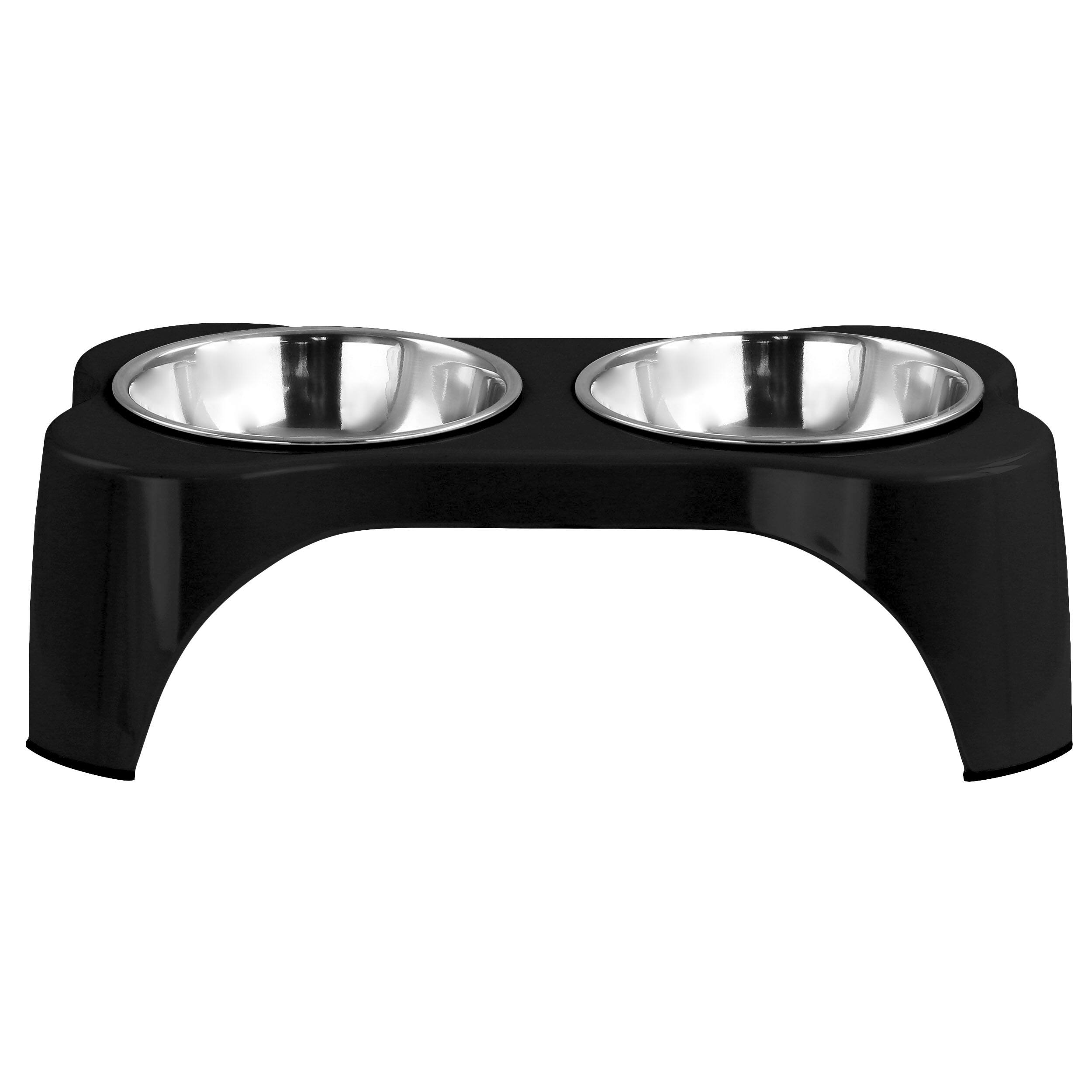 Front. Gibson - Gibson Home Bow Wow Meow 3 Piece Elevated Pet Bowl Dinner Set in Black - Black.