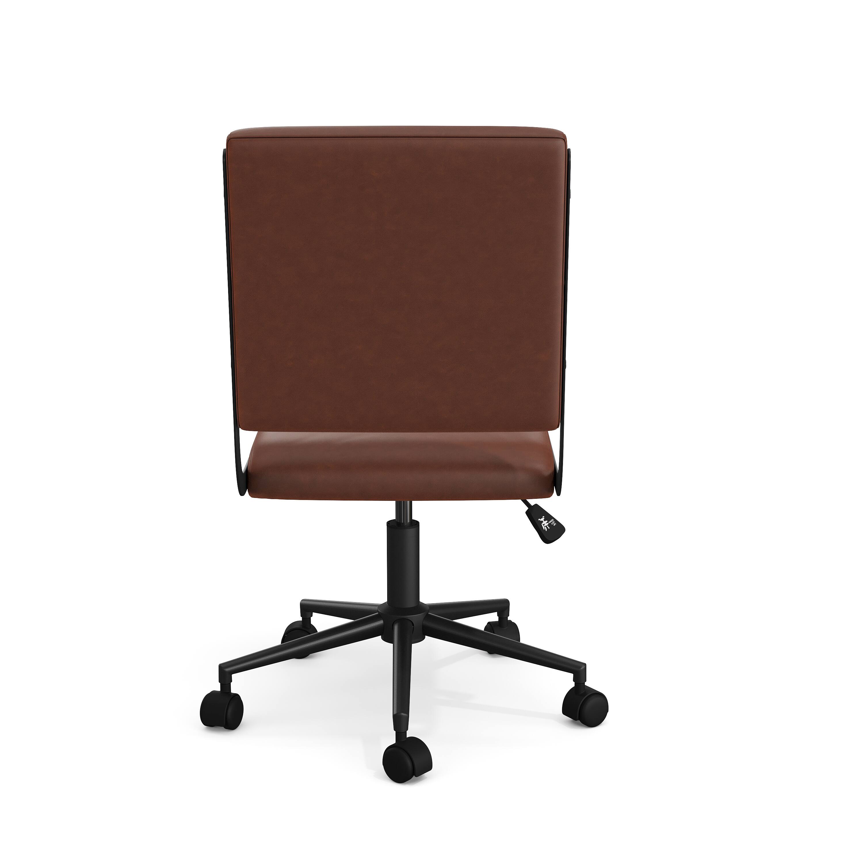 Alt View 8. Martha Stewart - Lulu Upholstered Height-Adjust Swivel Home Office Chair - Saddle Brown Faux Leather/Oil Rubbed Bronze Frame.