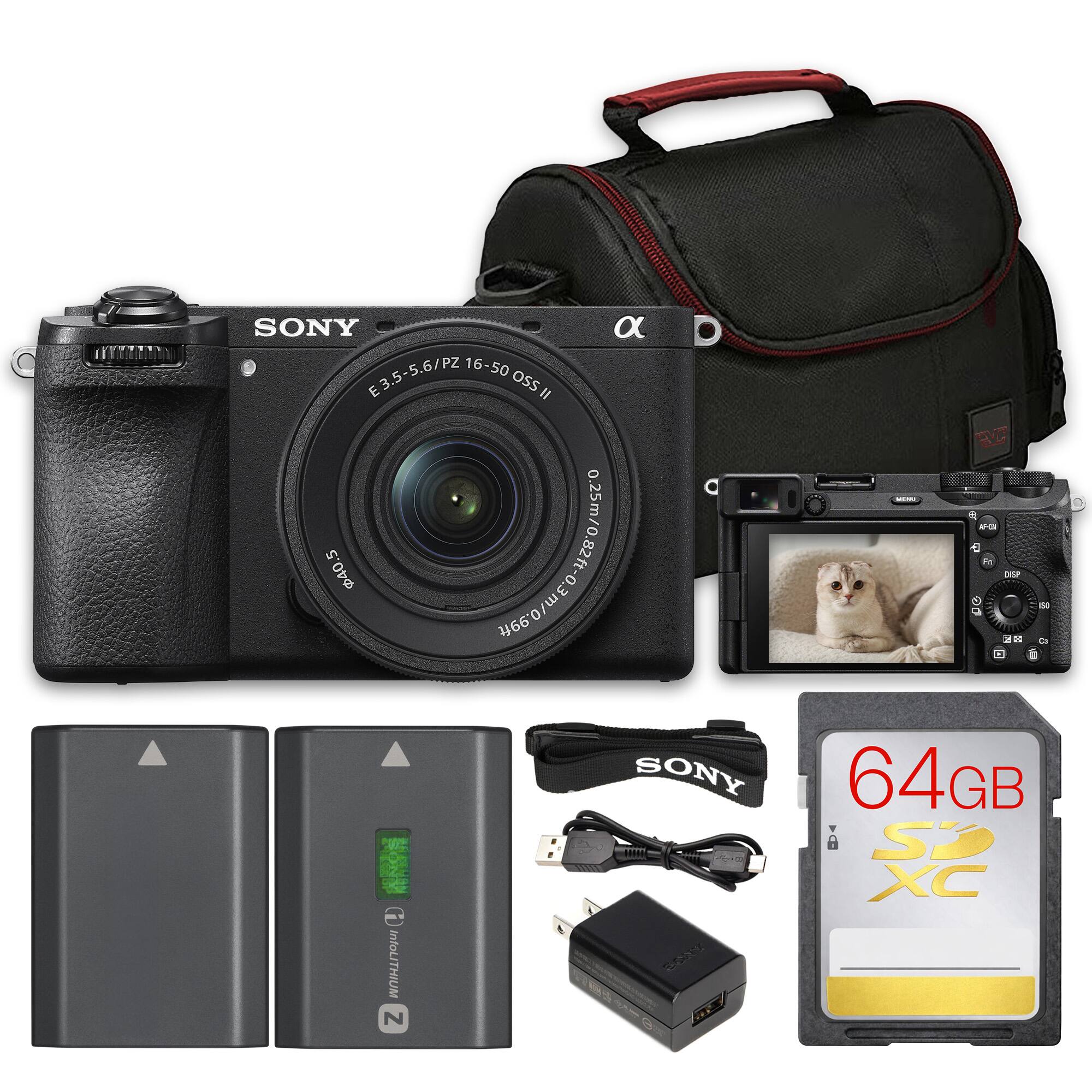 Bundle - Sony - a6700 Mirrorless Camera with 16-50mm f/3.5-5.6 II Lens + 64GB Card + Bag + Battery - Black