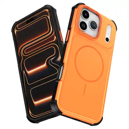 Front. Dteck - Magnetic for iPhone 17 Pro Max Case Compatible with MagSafe, Heavy Duty Drop Protection Shockproof Durable Bumper Cover - Orange.