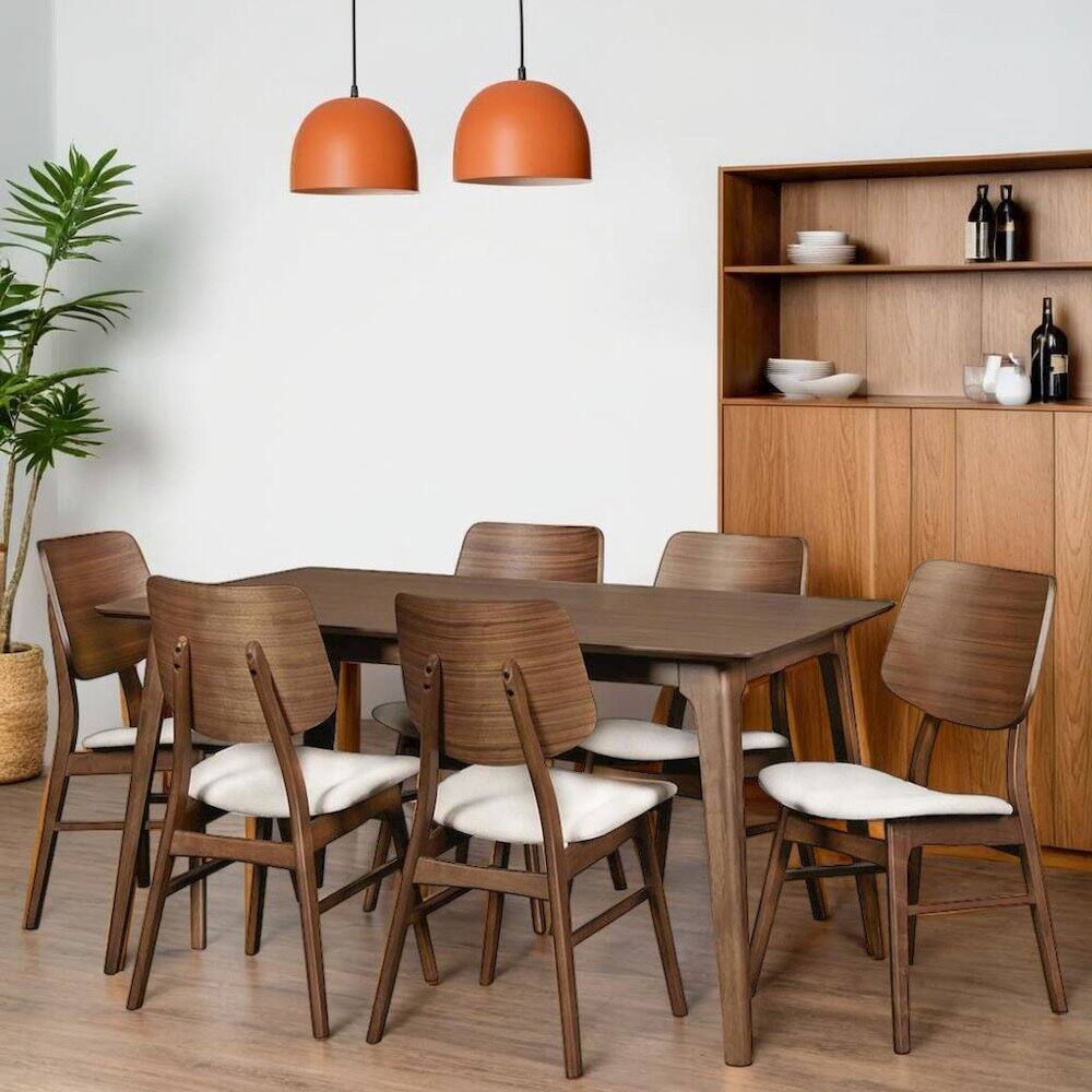 Back. Starlight Canyon Home - Elegant Brown Solid Wood Dining Set with Table and 6 Chairs for Home Use - Brown.