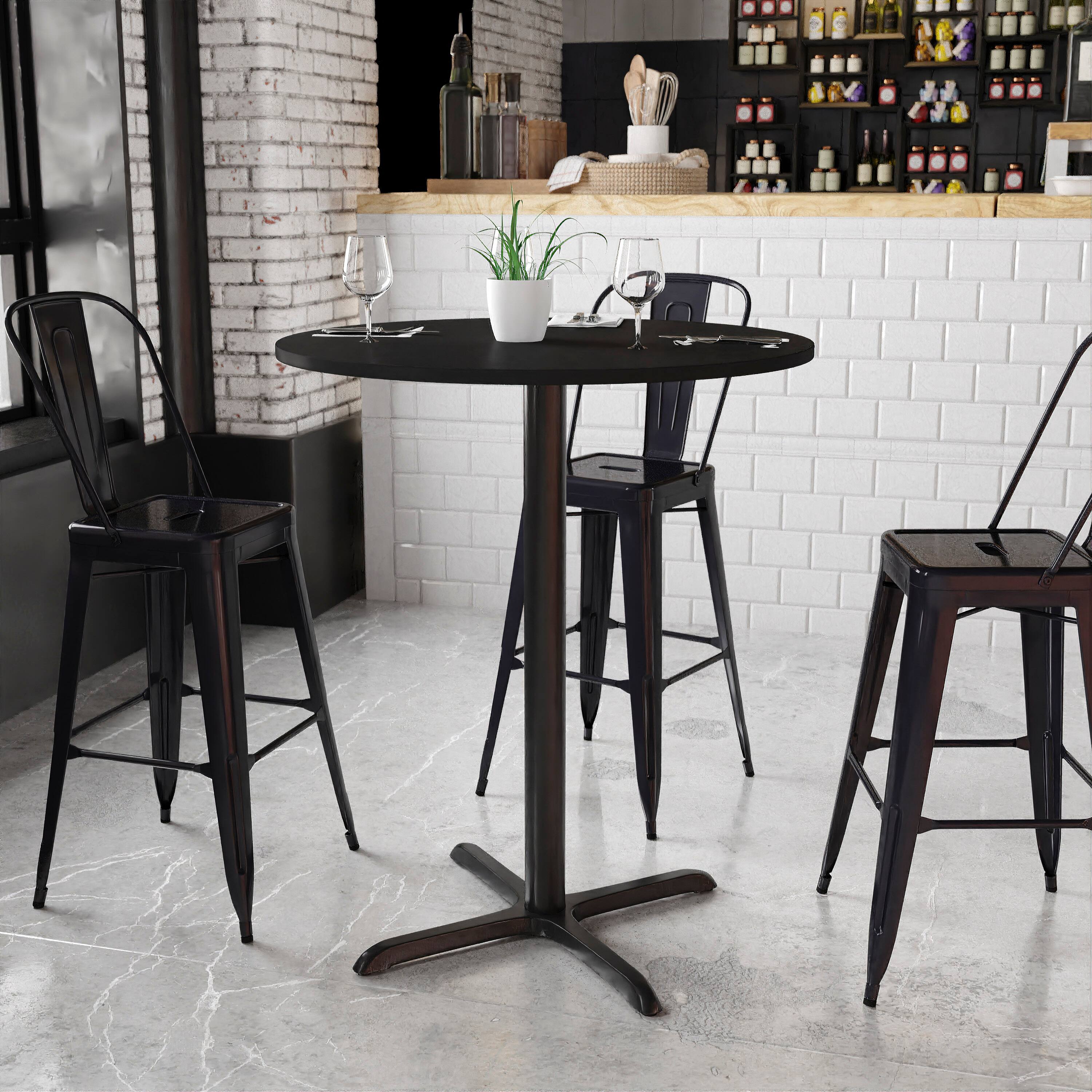 Alt View 1. Flash Furniture - Stiles 36'' Round Black Laminate Table Top with 30'' x 30'' Bar Height Table Base - Black.