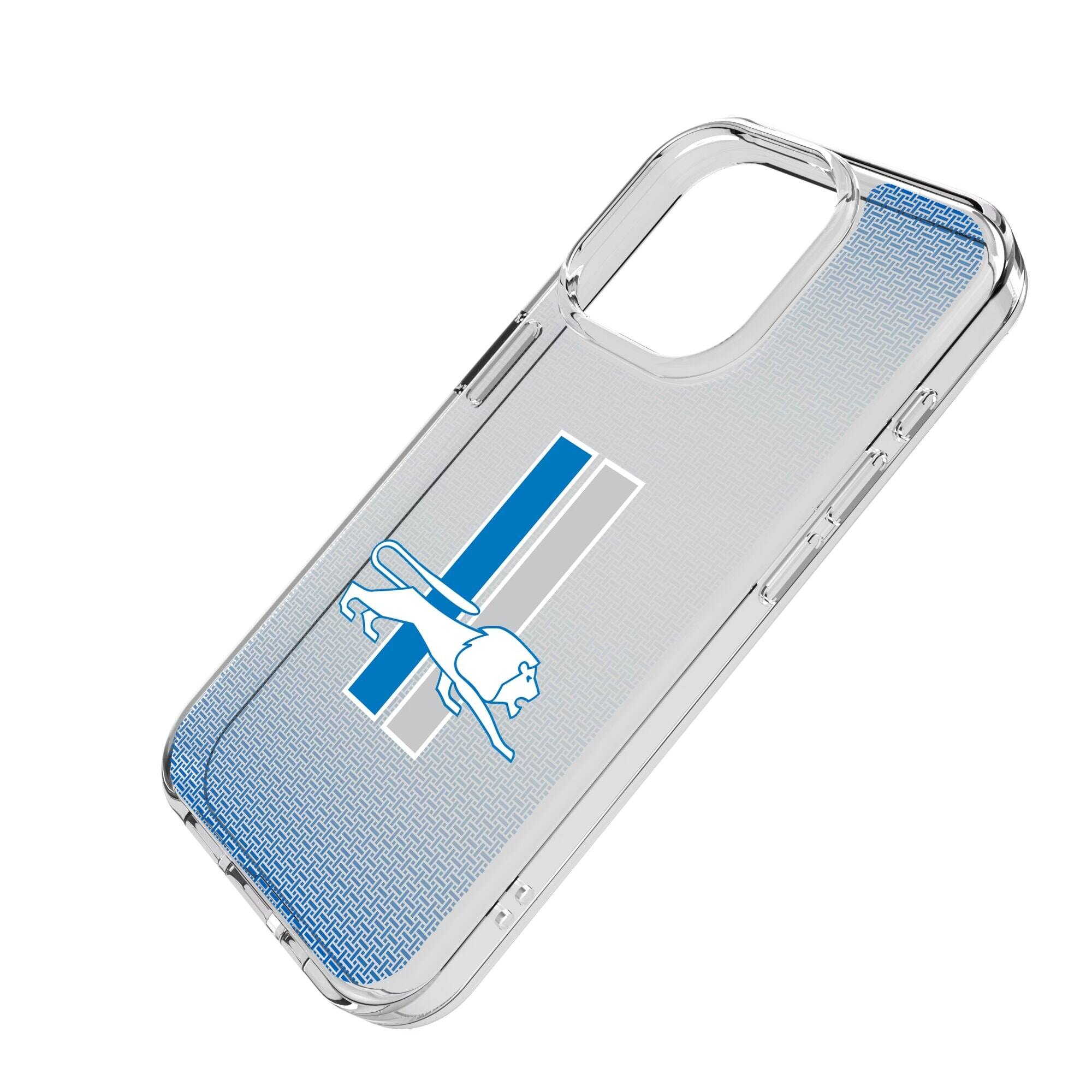 Alt View 1. Keyscaper - Detroit Lions Linen Logo iPhone Clear Case - 13 Pro - Multicolor.
