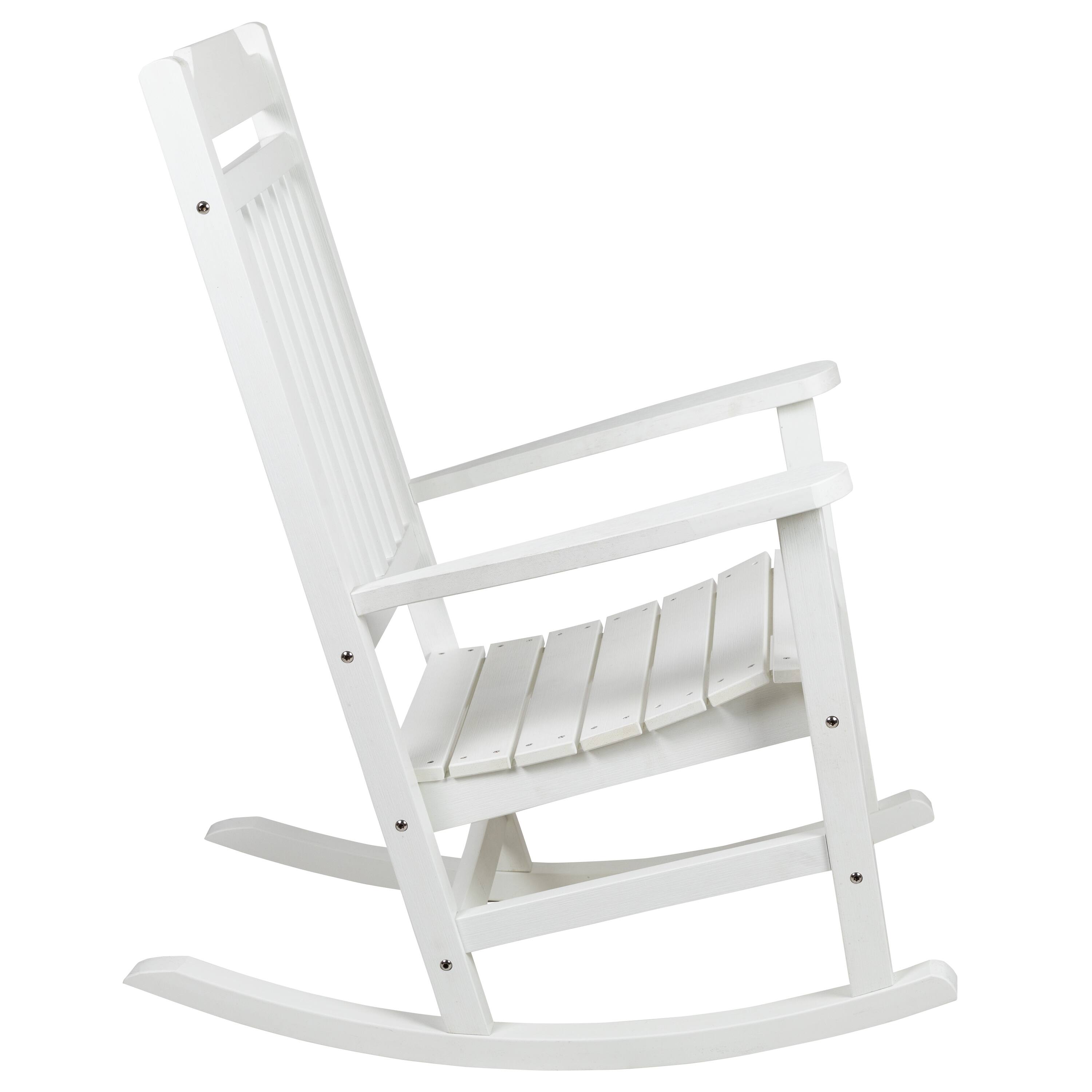 Alt View 7. Emma + Oliver - Set of 2 All-Weather Poly Resin Faux Wood Rocking Chairs for Porch &Patio - White.