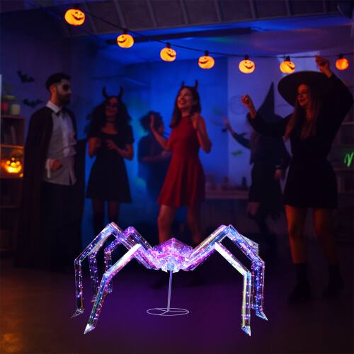 Alt View 9. Winado - 3FT Halloween Pre-lit Scary Prismatic Giant Spider with LED Light Up for Outdoor Halloween Decorations Garden Yard Porch - Purple.