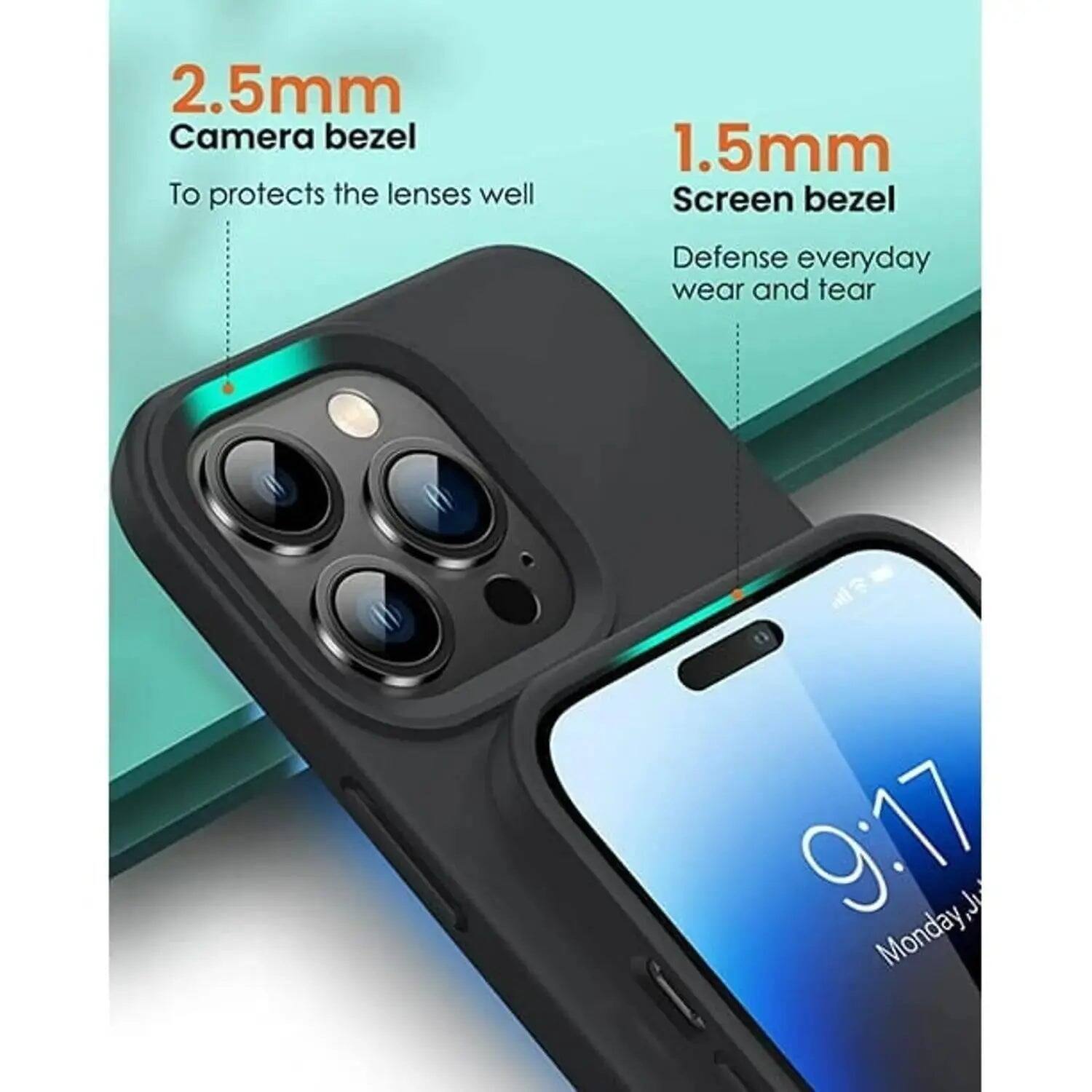 2.5mm Camera bezel  
To protect the lenses well  

1.5mm Screen bezel  
Defense everyday wear and tear  

9:17  
Monday, Ju